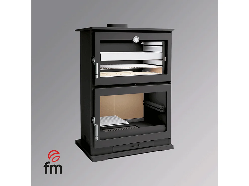 Poêle à bois en acier, four de face - EcoChauffe