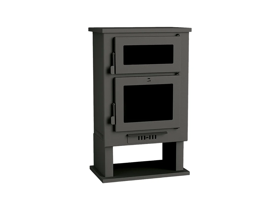 Poêle à bois en acier, four de face, bûcher inférieur - ForgeChaleur