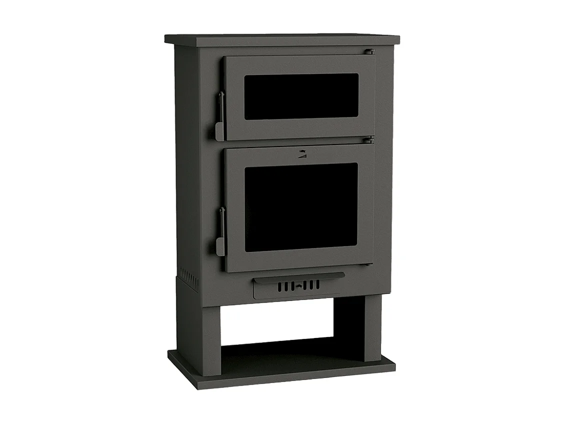 Poêle à bois en acier, four de face, bûcher inférieur - ForgeChaleur