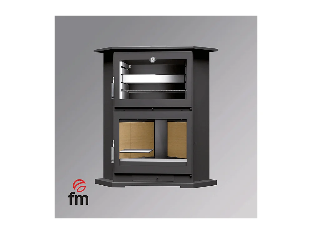 Poêle à bois de coin en acier, four de face - ÉcoFlamme