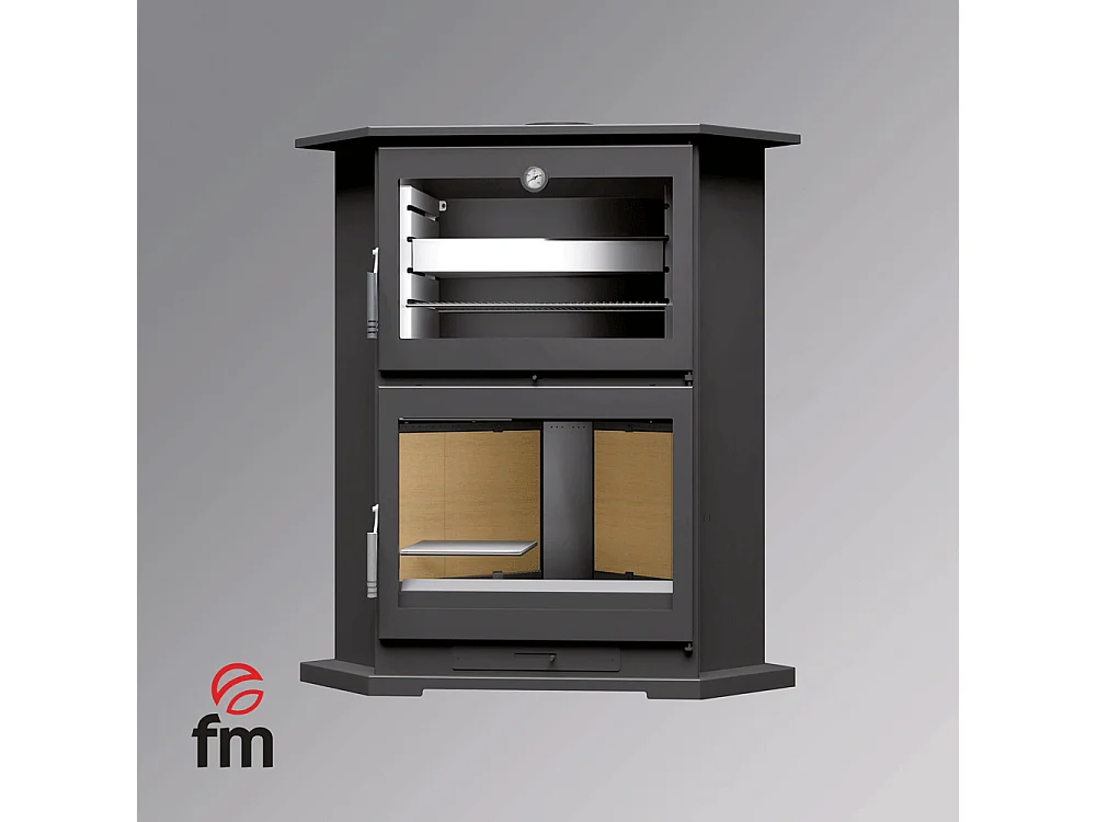 Poêle à bois de coin en acier, four de face - ÉcoFlamme