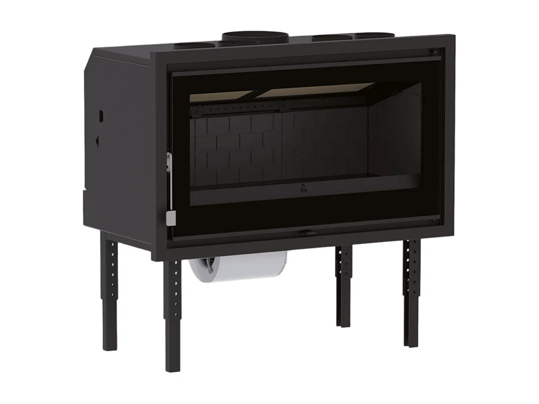 Insert à bois panoramique en acier, verre sérigraphié, triple combustion - TerraFlam - Turbine centrifuge