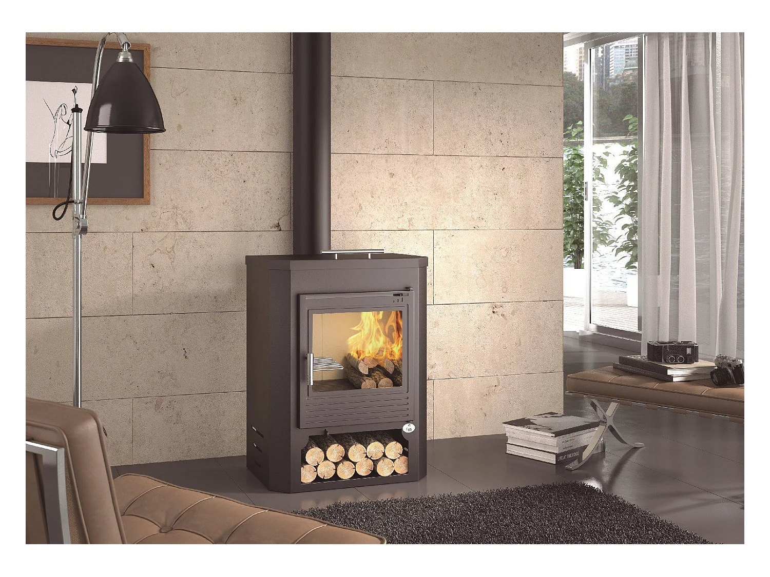 Poêle à bois en acier, Four supérieur, bûcher inférieur - EcoWoodHeat