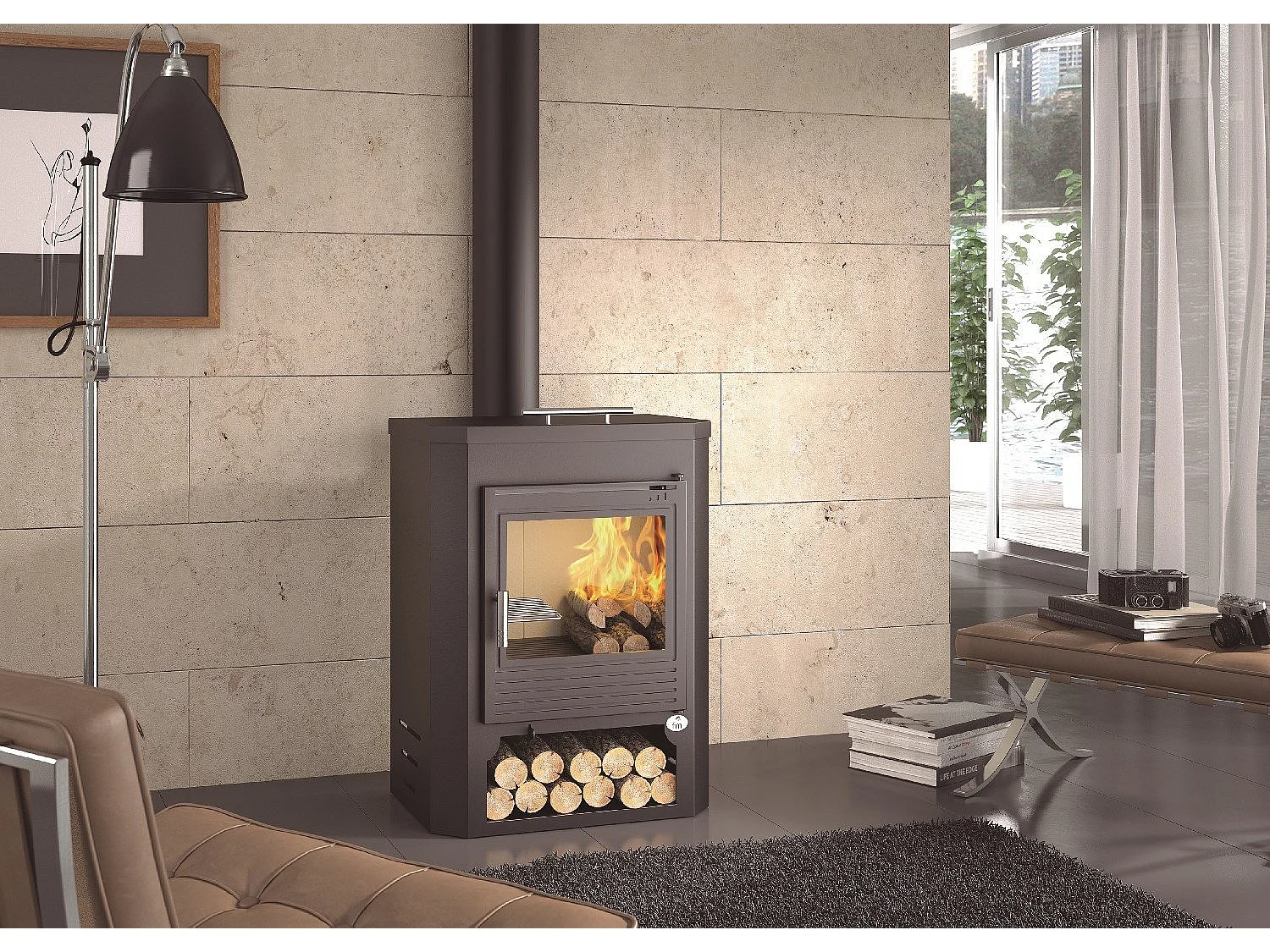 Poêle à bois en acier, Four supérieur, bûcher inférieur - EcoWoodHeat