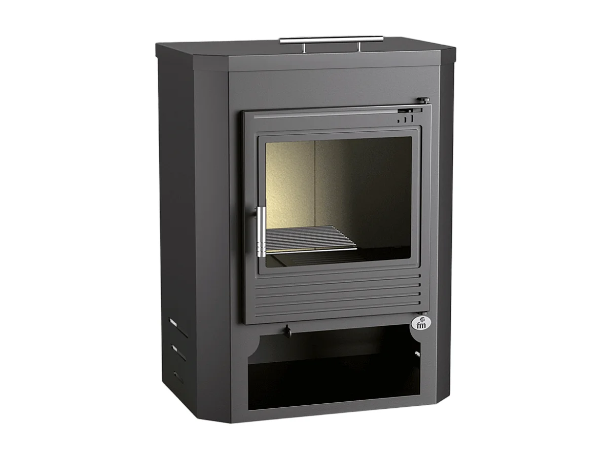 Poêle à bois en acier, Four supérieur, bûcher inférieur - EcoWoodHeat