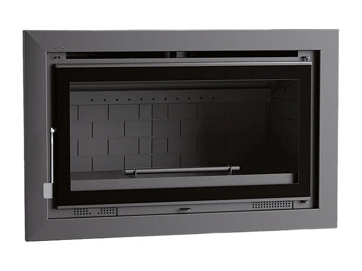 Insert à bois en acier, foyer en fonte - ZeniHeat - Intérieur en fonte + verre sérigraphié