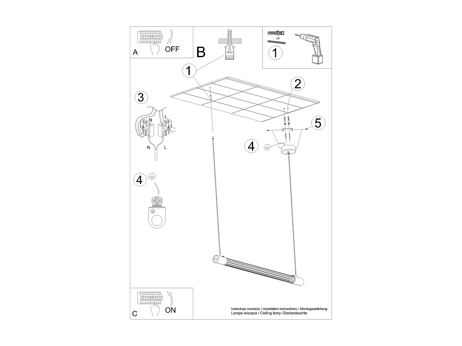 Lampe pendante Opal noir