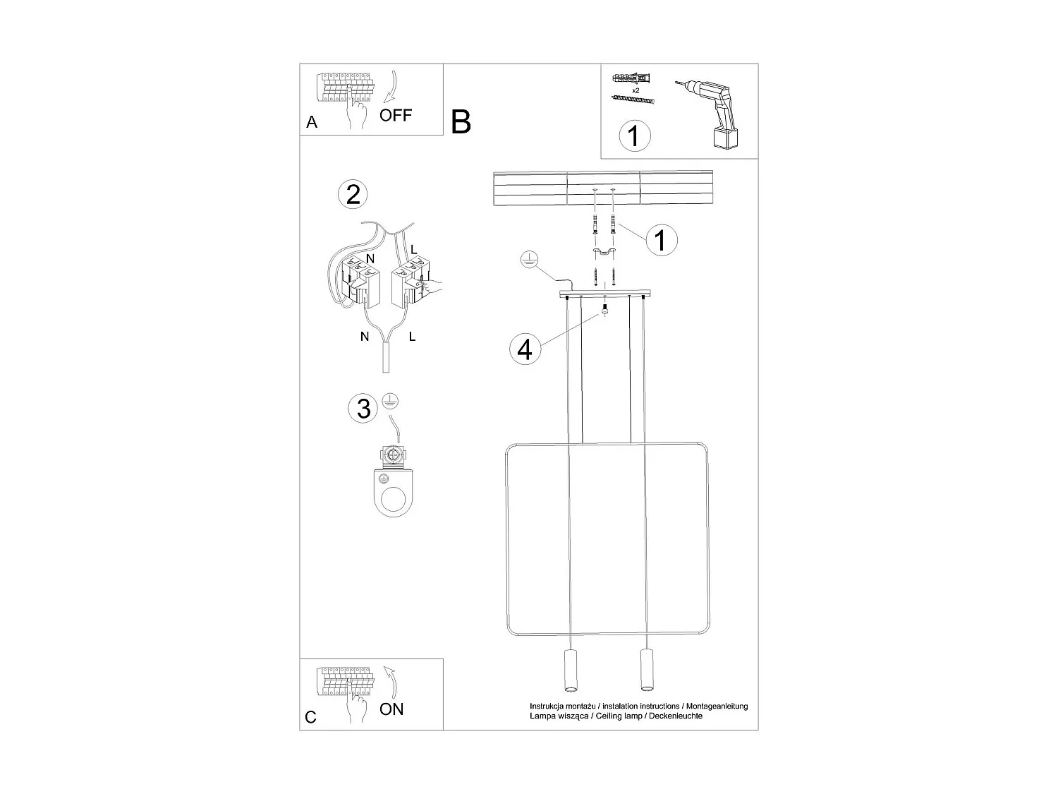 Lampe suspendue Vega 2 noir