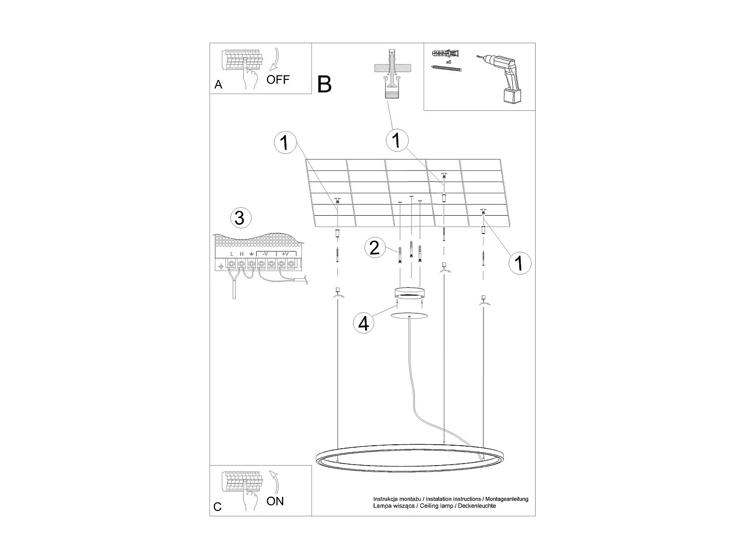 Lustre Selis 120 noir LED 3000K