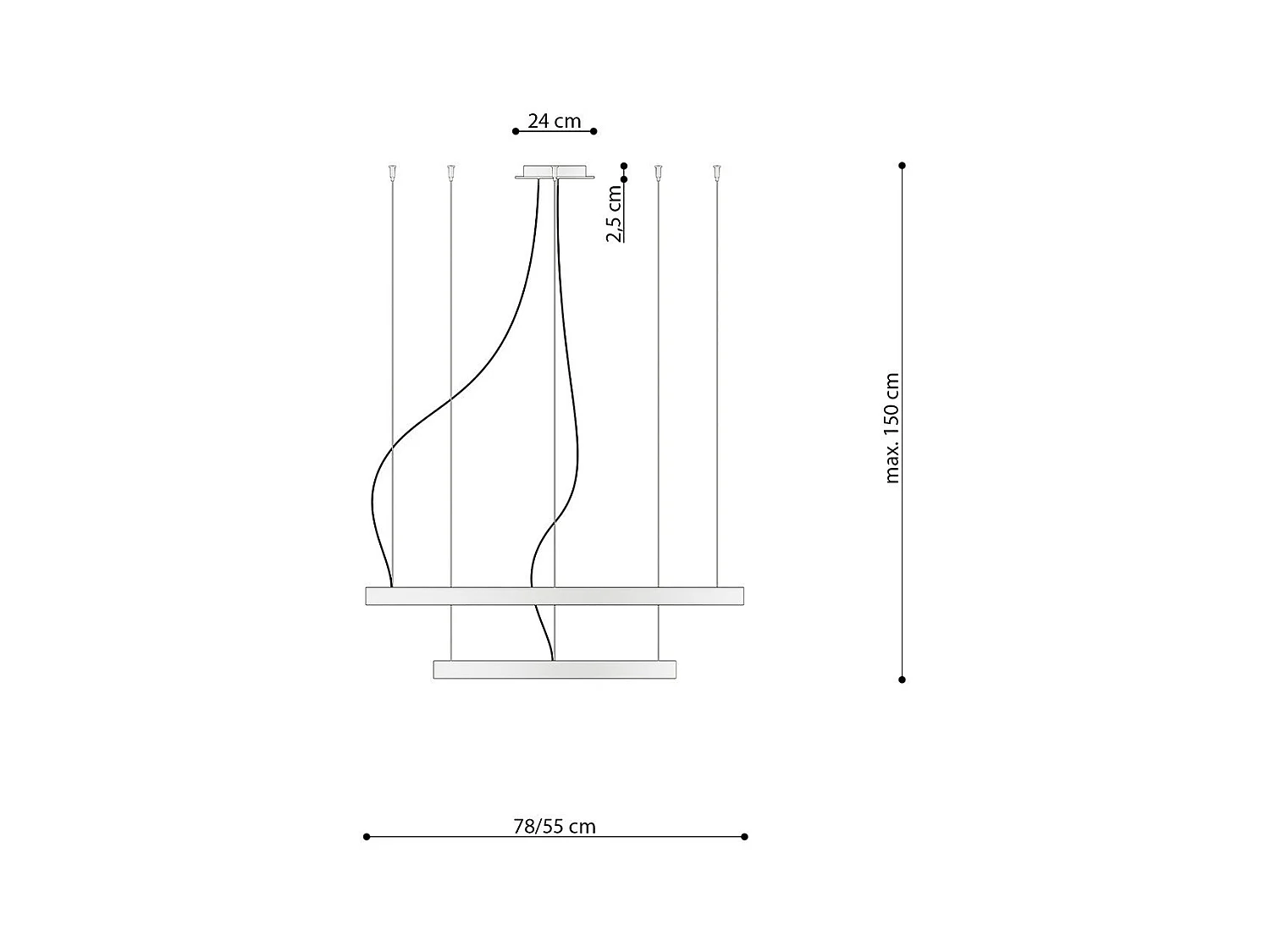 Lustre Nyra 2 55-78 doré LED 4000K