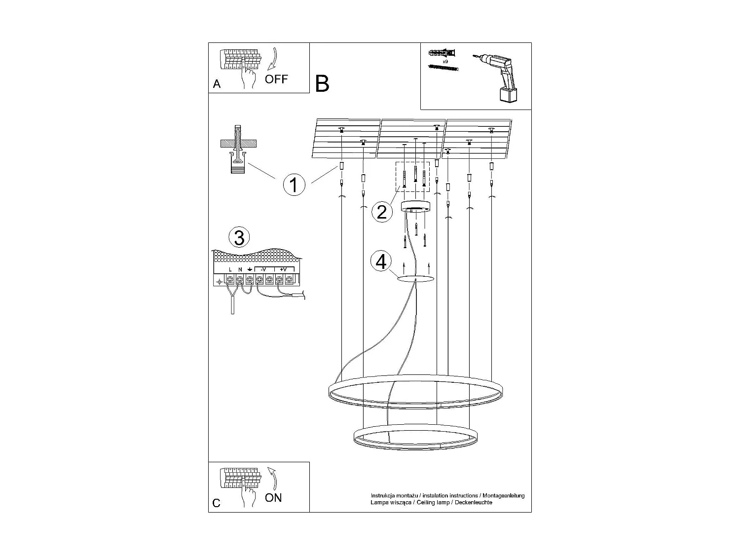 Lustre Nyra 2 55-78 doré LED 4000K