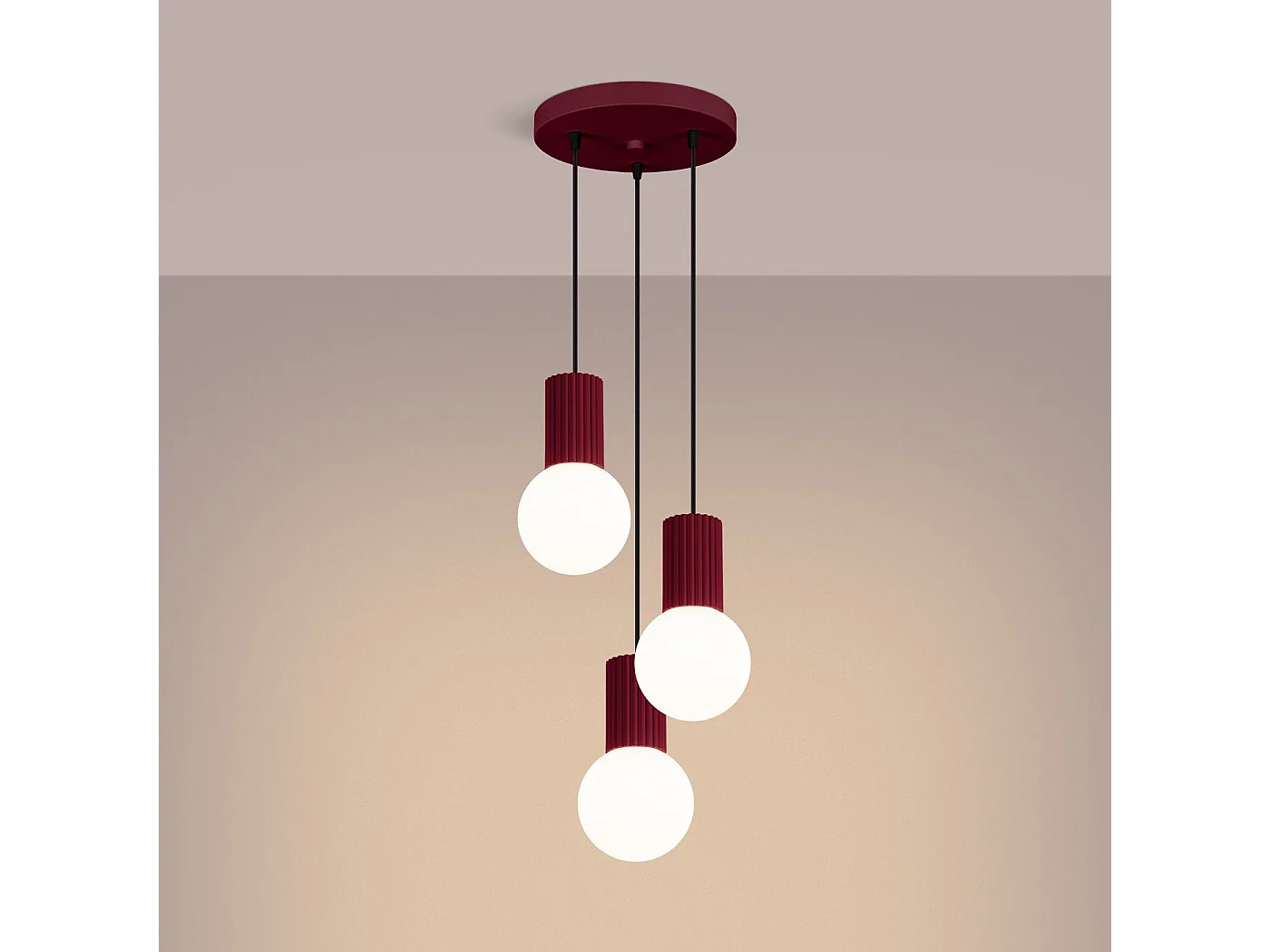 Lampe pendante Orbis 3P bordeaux