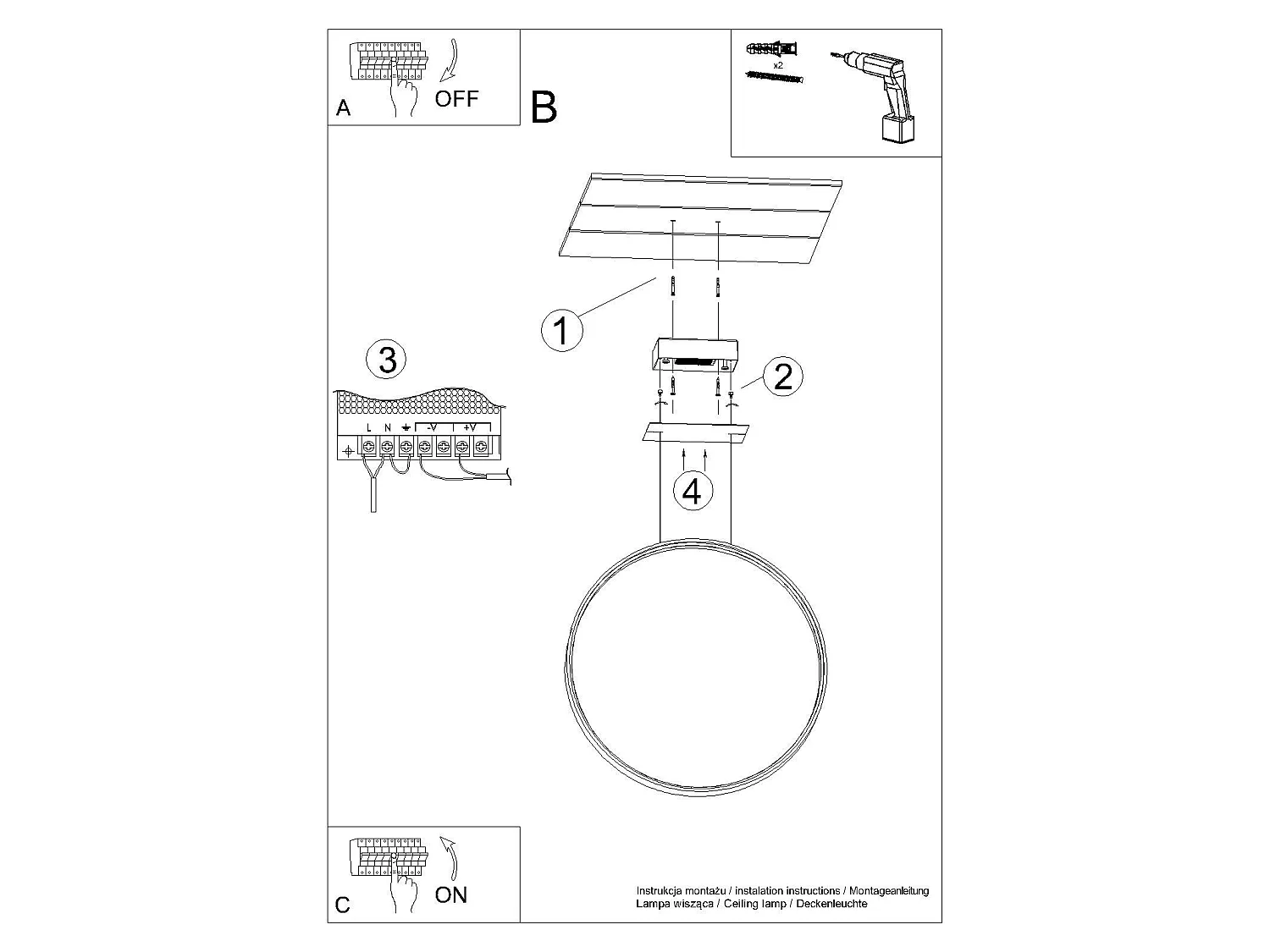 Lampe suspendue Nyra 55 noir 4000K