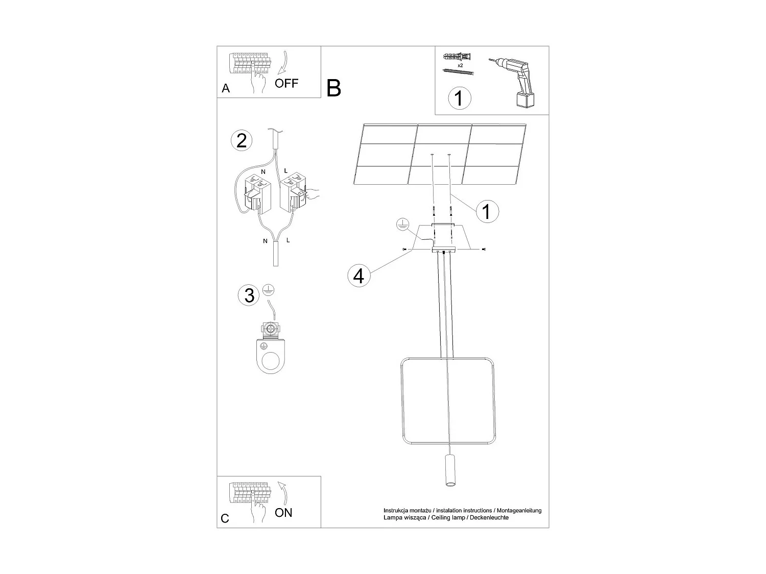 Lampe pendante Vega 1 noir