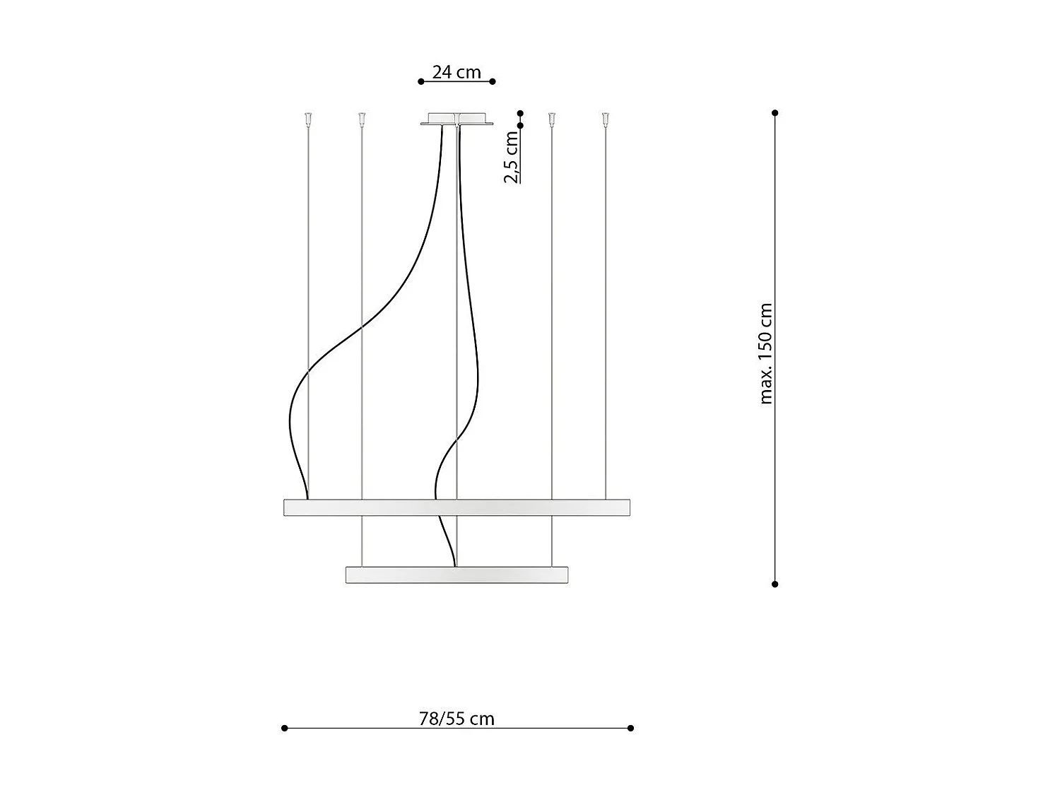 Lustre Nyra 2 55-78 blanc LED 3000K