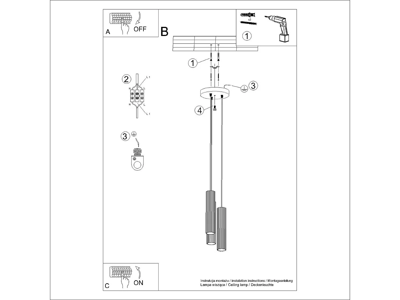 Lampe suspendue Onyx 3P beige