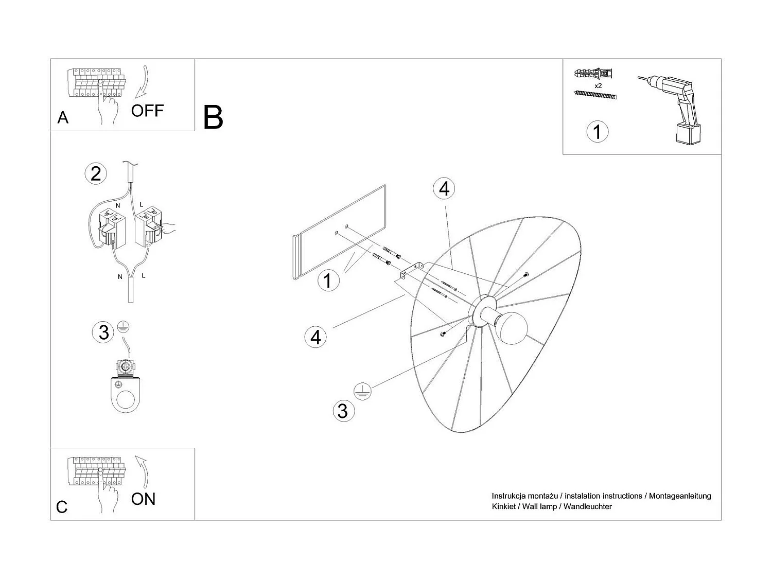 Applique - Plafonnier Solis 140 noir