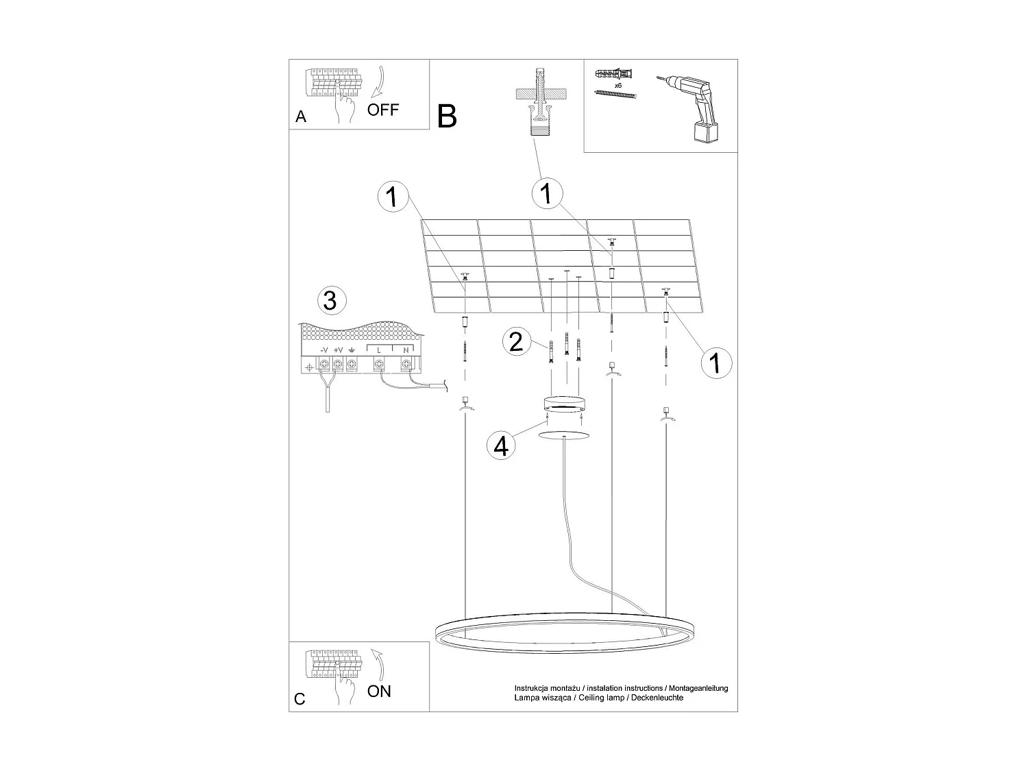 Lustre Aster 80 noir LED 3000K