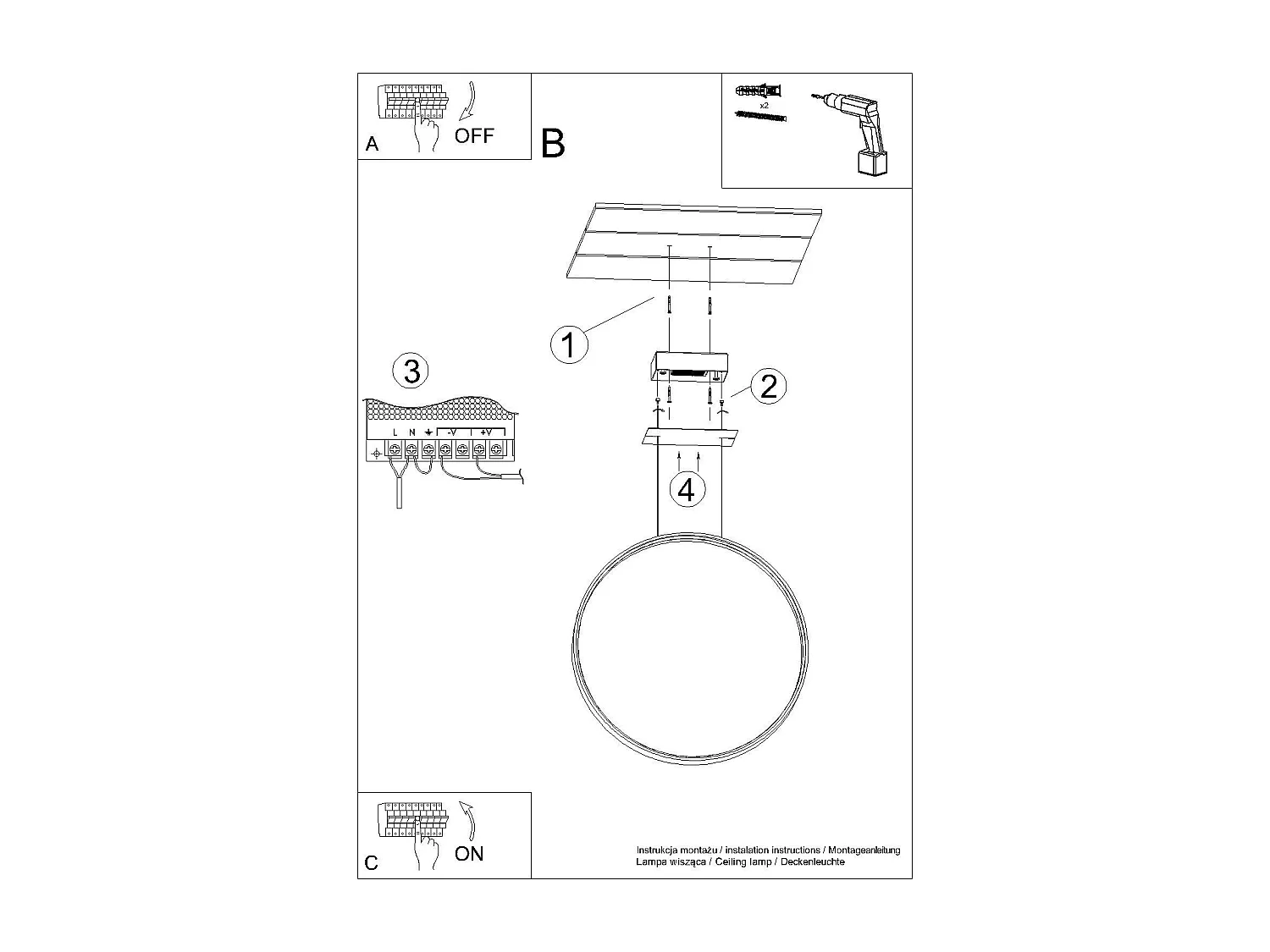 Lampe suspendue Nyra 110 noir 4000K