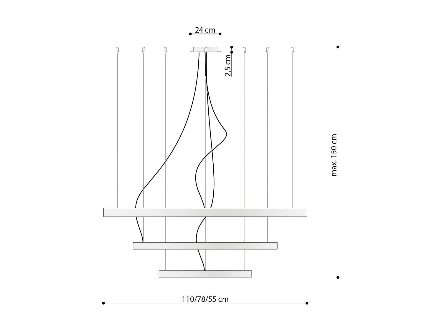 Lustre Nyra 3 55-78-110 doré LED 3000K