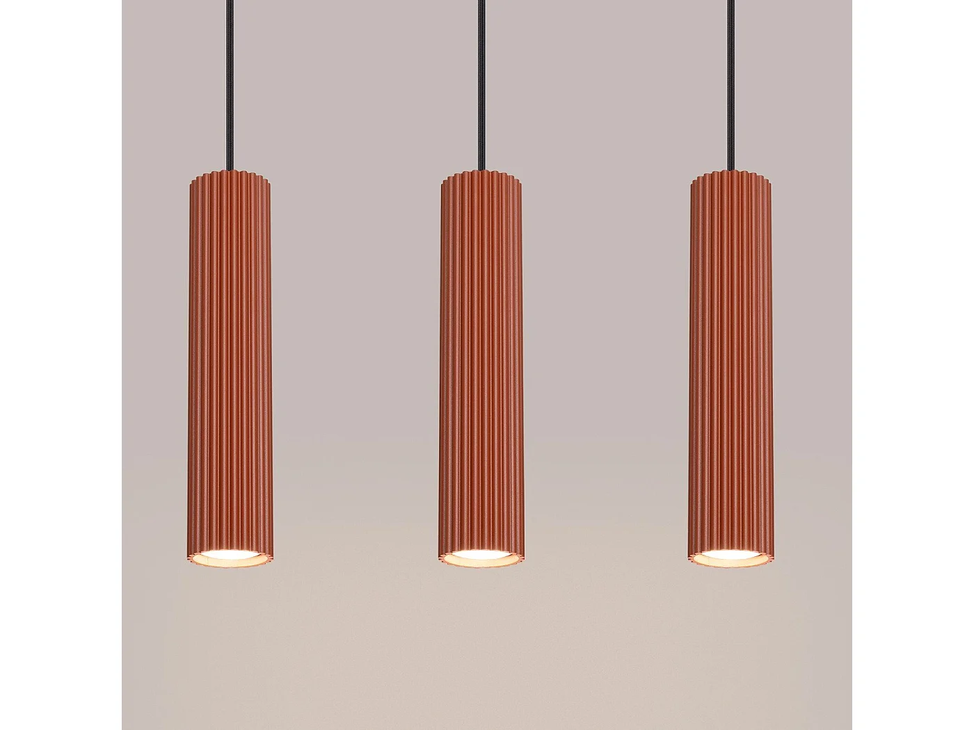 Lampe suspendue Onyx 3L rouge ocre