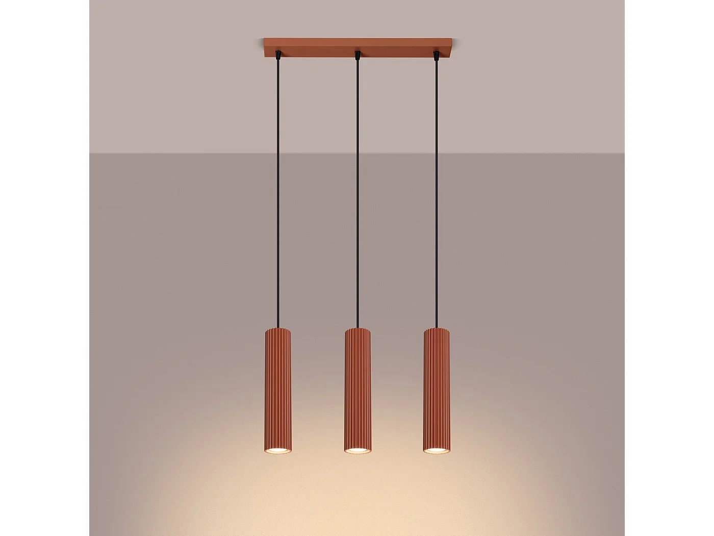 Lampe suspendue Onyx 3L rouge ocre