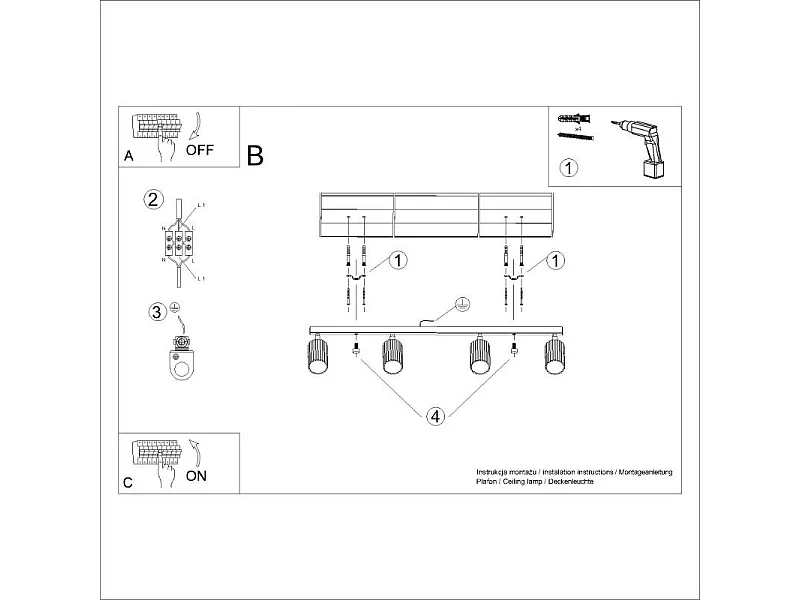 Plafonnier Onyx 4L noir