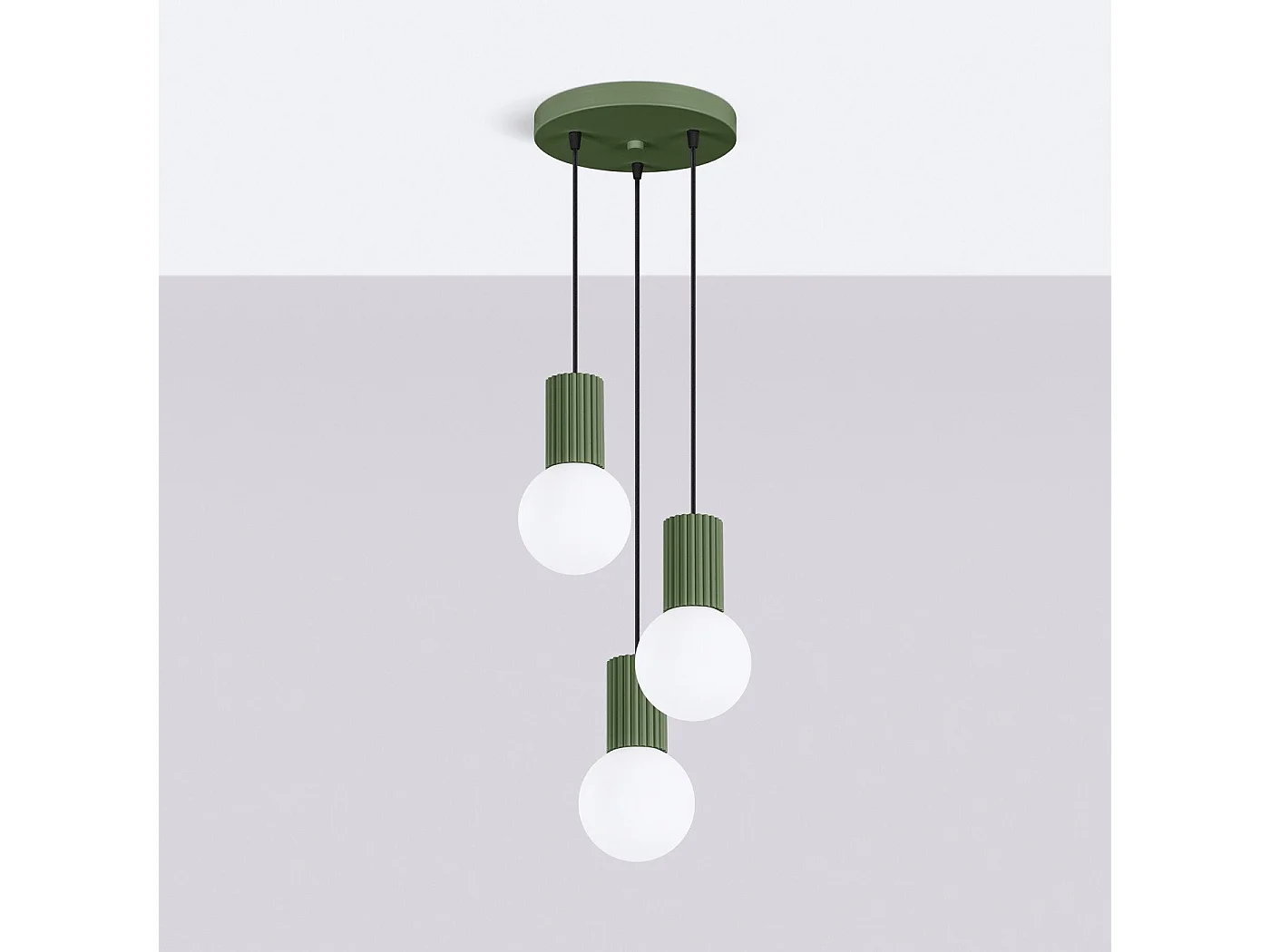Lampe pendante Orbis 3P vert olive