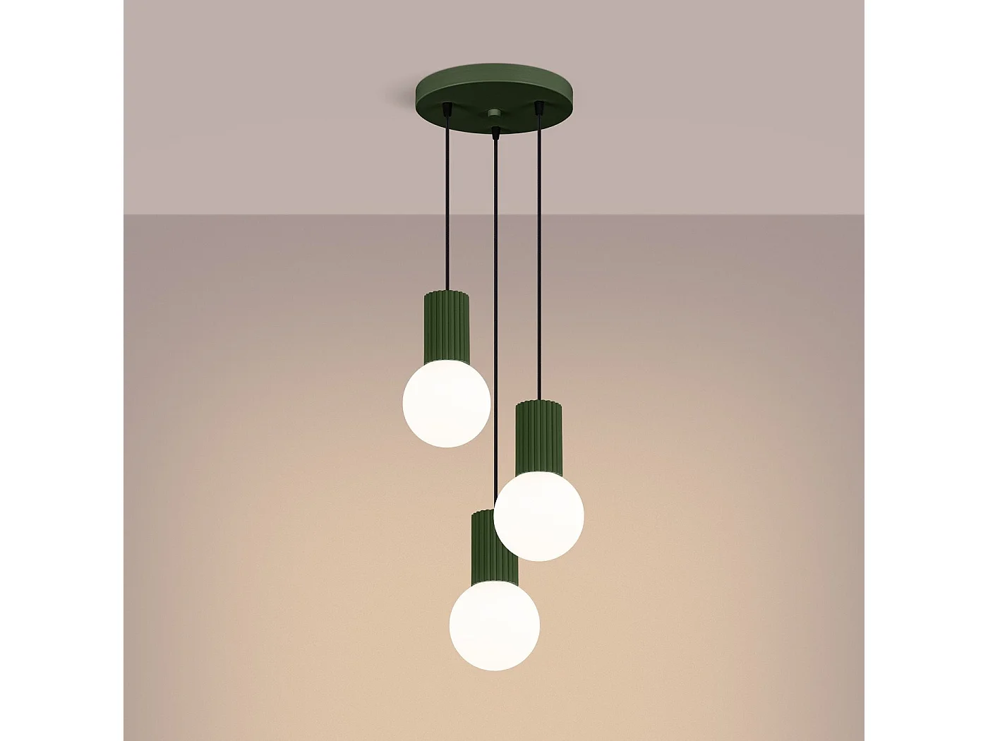 Lampe pendante Orbis 3P vert olive