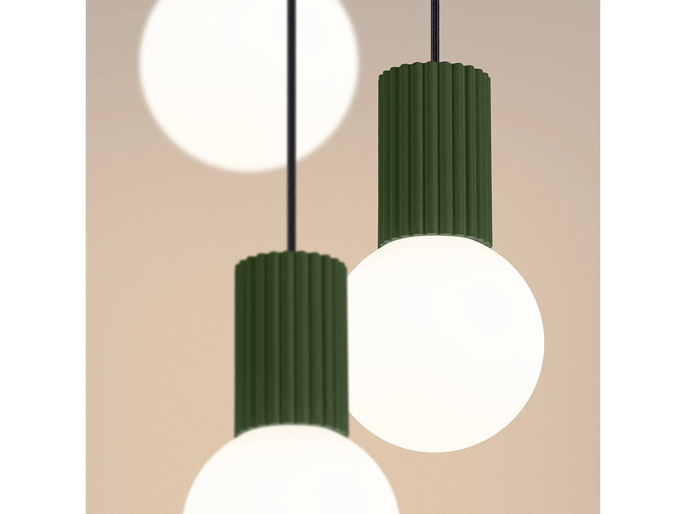 Lampe pendante Orbis 3P vert olive
