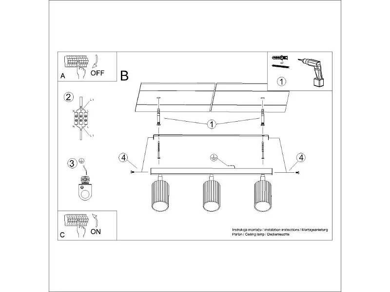 Plafonnier Onyx 3L vert olive