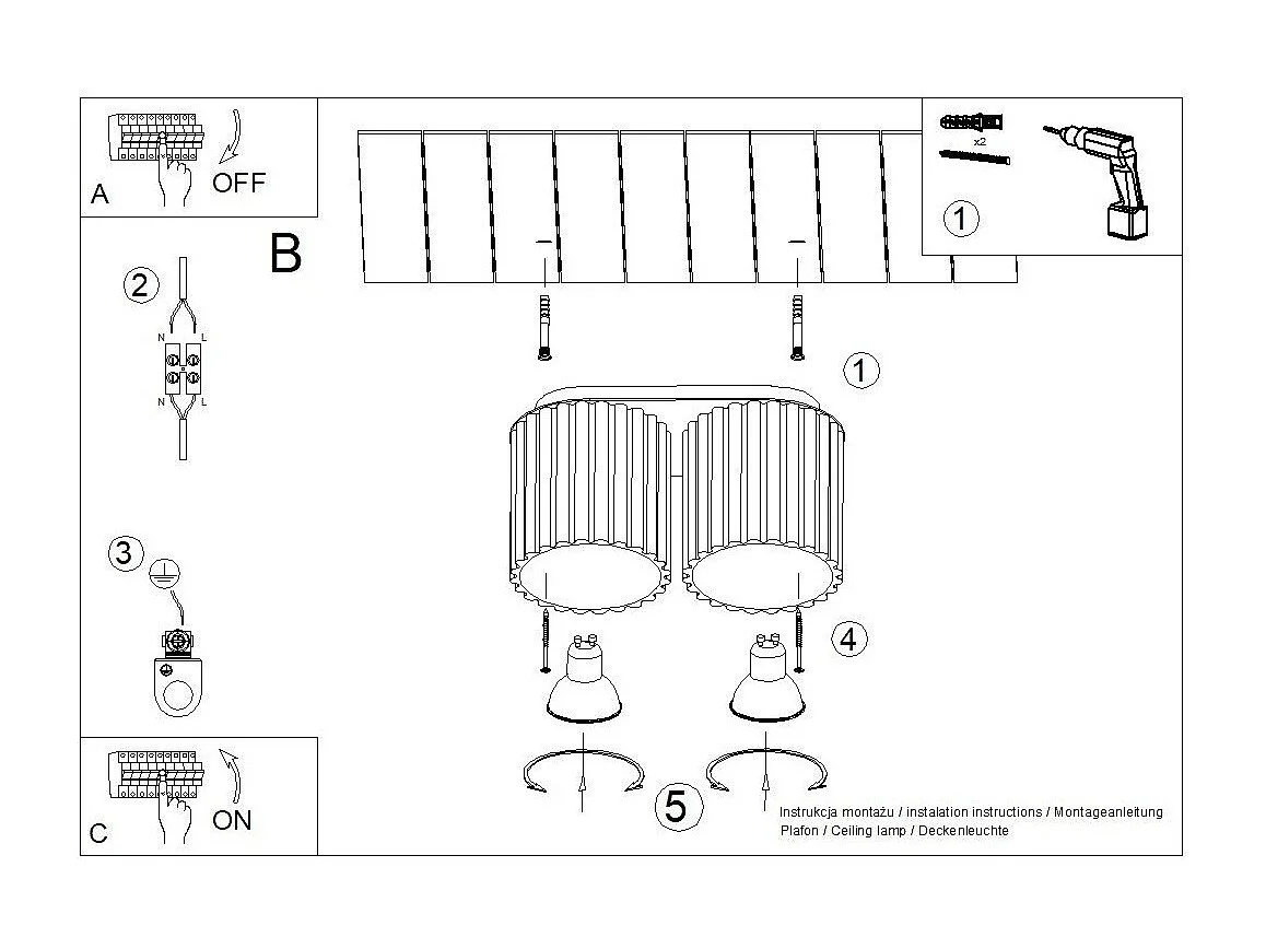 Plafonnier Aurélis 2 moka GU10