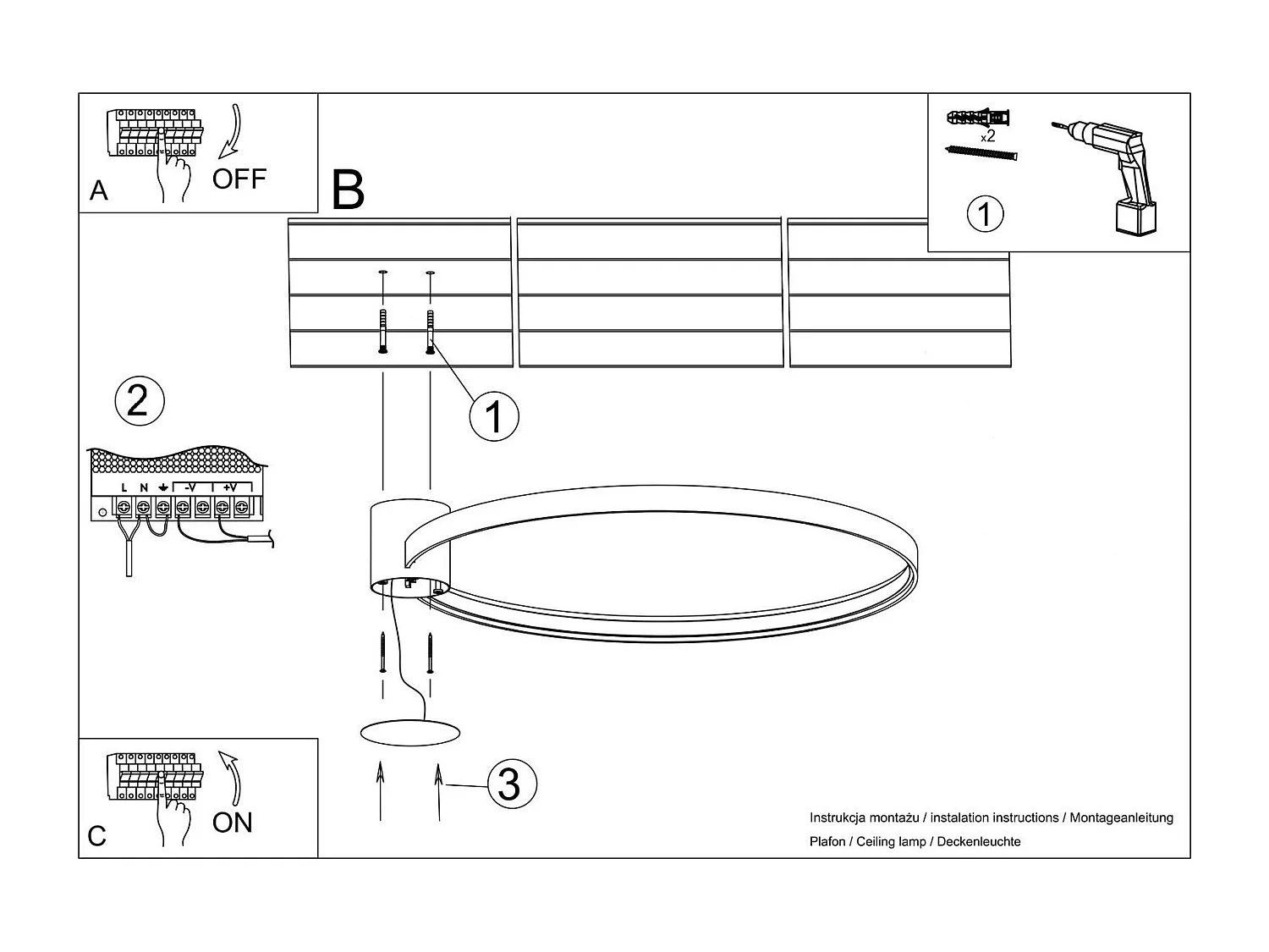Plafonnier Nyra 78 noir 3000K