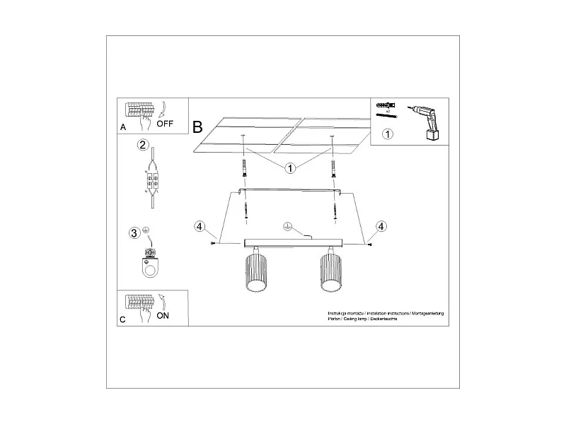 Plafonnier Onyx 2 noir
