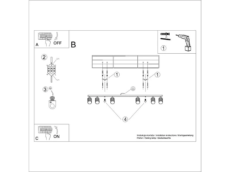 Plafonnier Onyx 6L vert olive