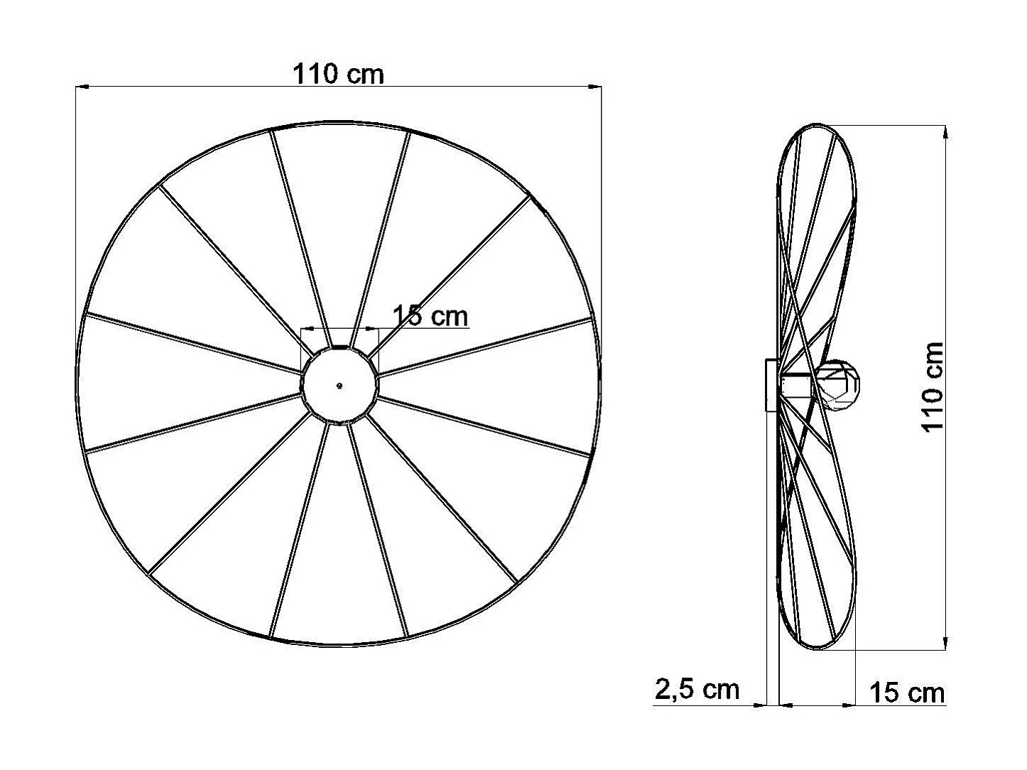 Applique - Plafonnier Solis 110 noir