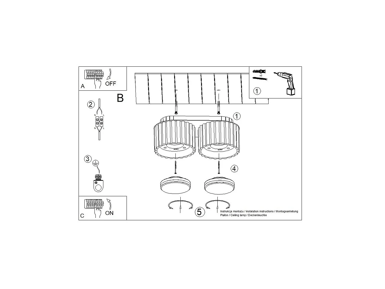 Plafonnier Aurélis 2 peach Gx53