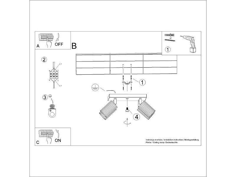 Plafonnier Onyx 4 noir