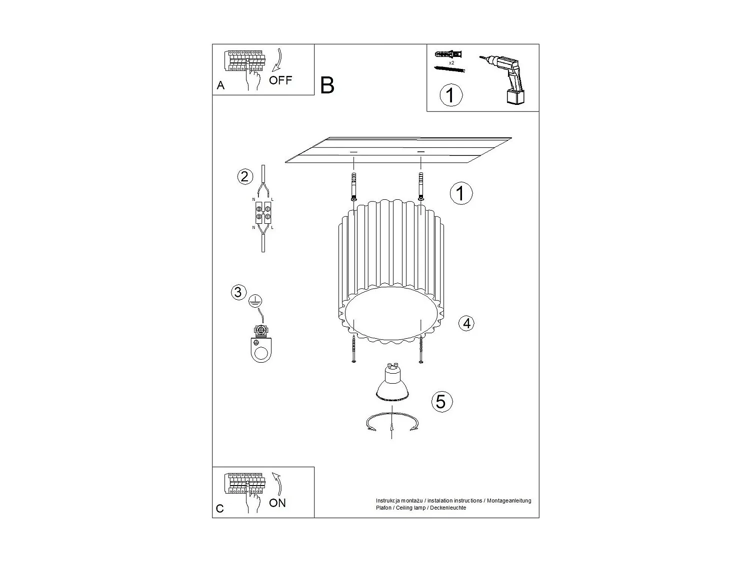 Plafonnier Aurélis 1 peach GU10