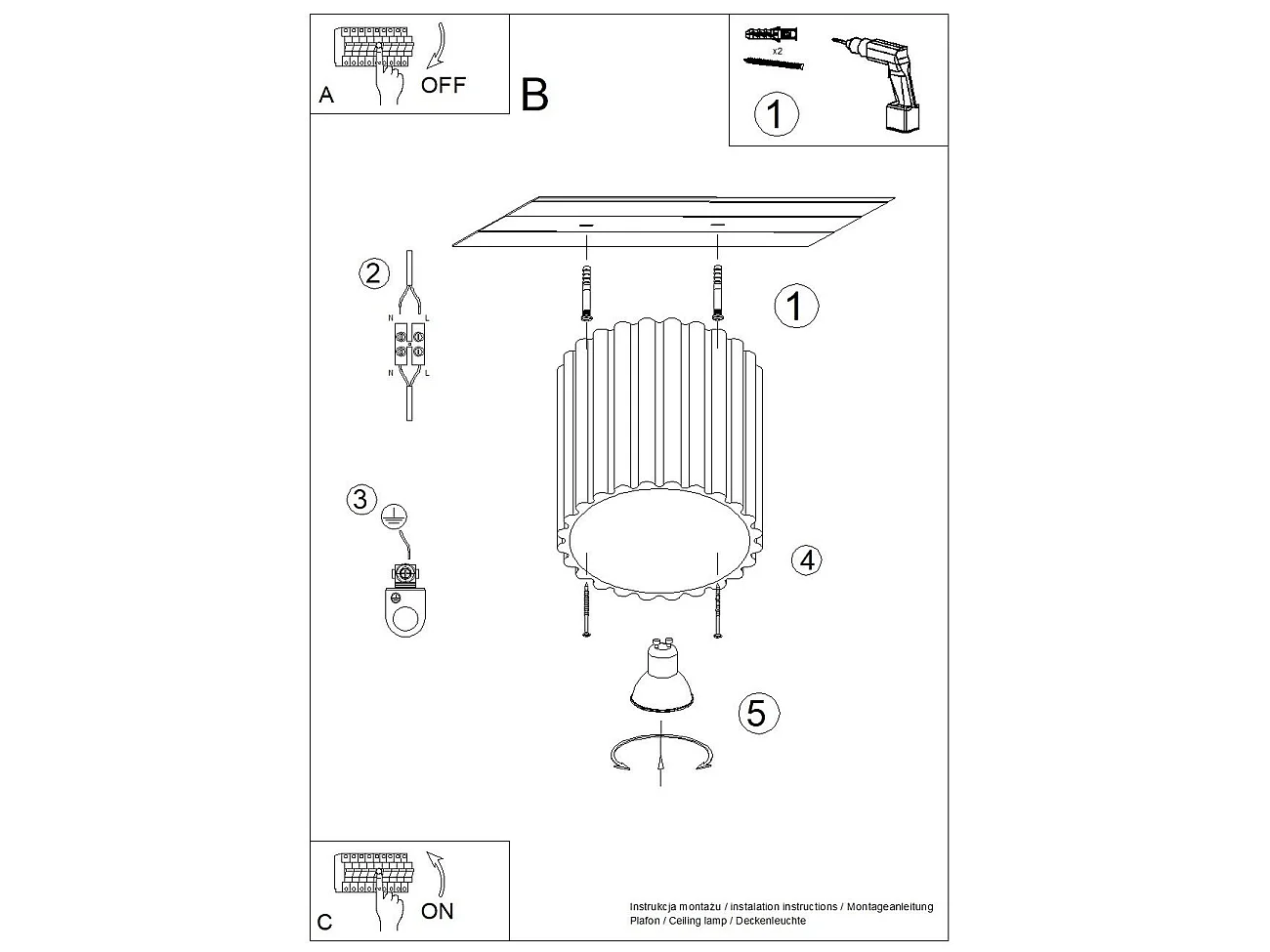Plafonnier Aurélis 1 peach GU10