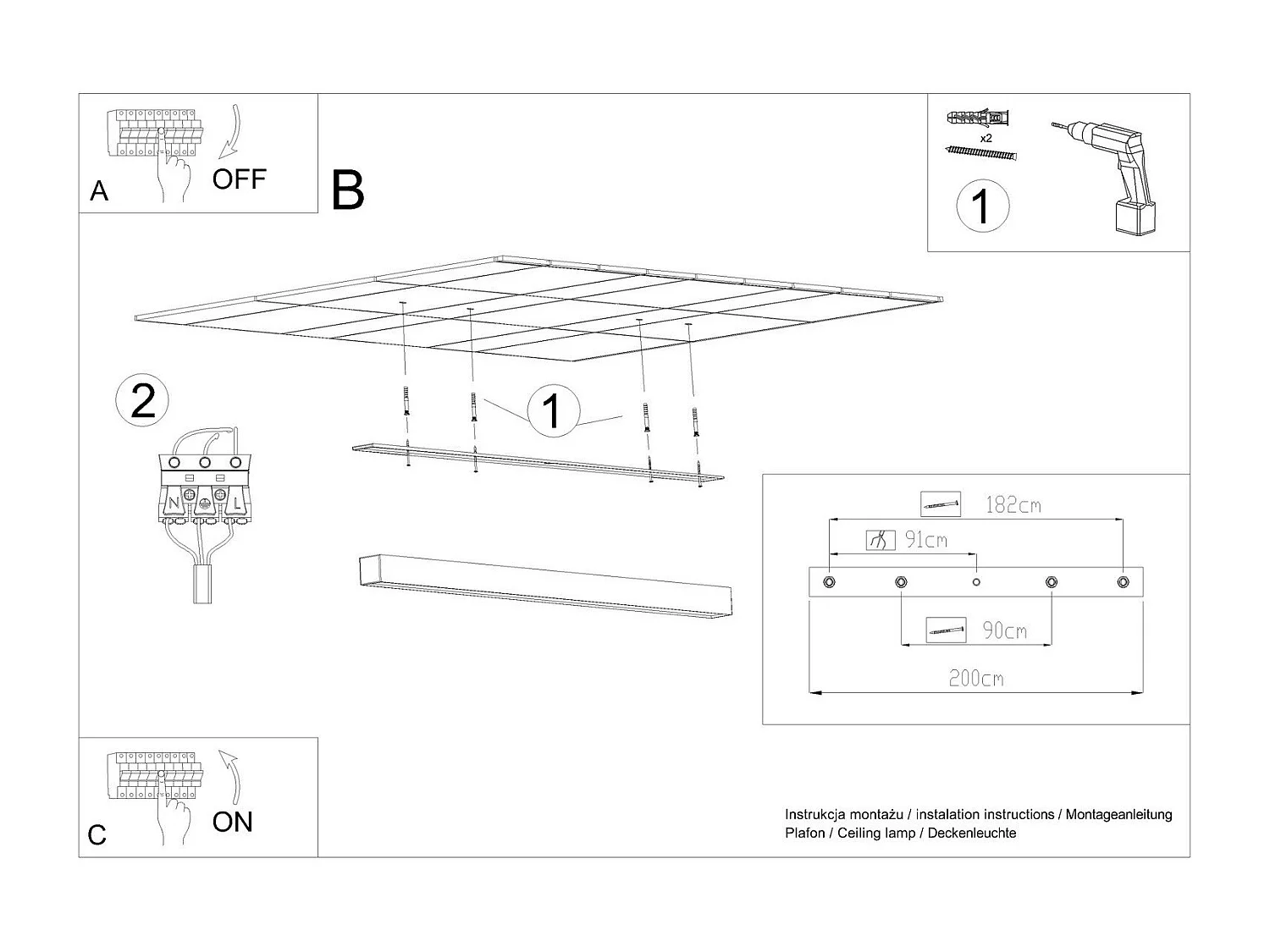 Plafonnier Vesta 200 gris