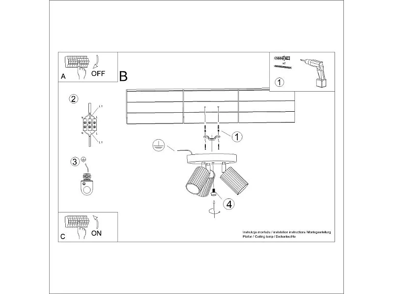 Plafonnier Onyx 3P or