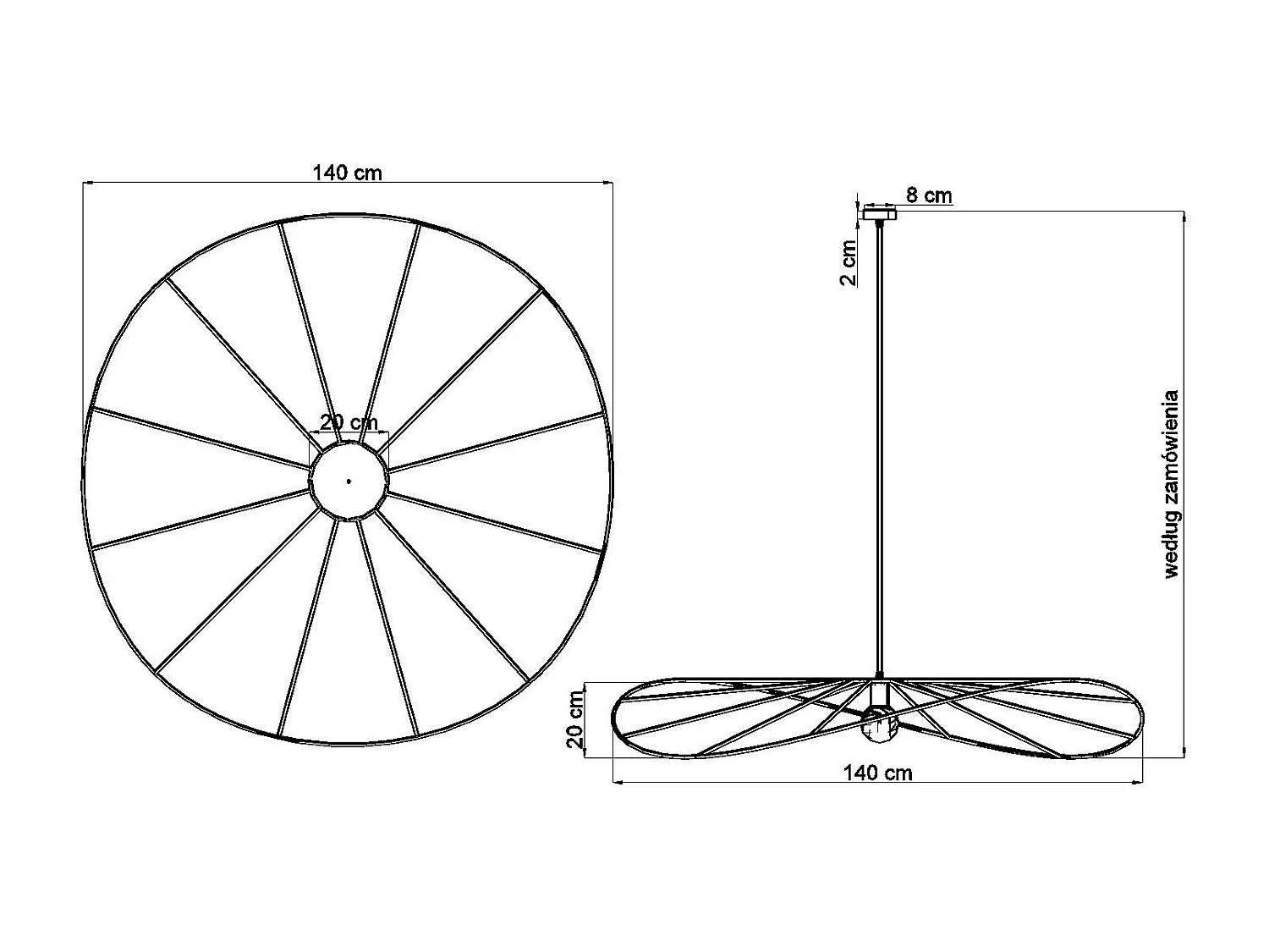 Lampe suspendue Solis 140 noir