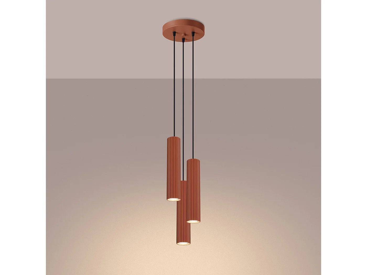 Lampe suspendue Onyx 3P rouge ocre