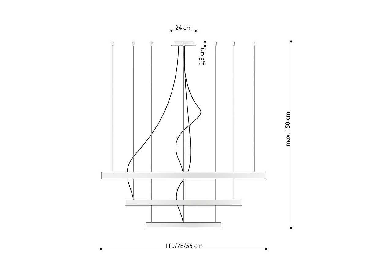 Lustre Nyra 3 55-78-110 noir LED 4000K