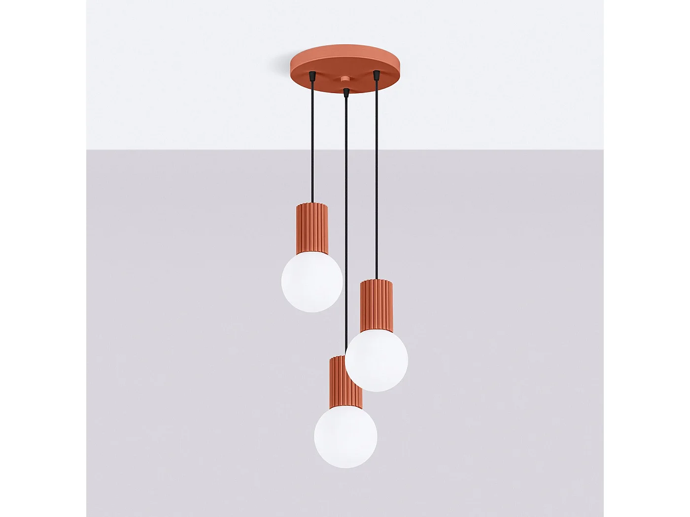 Lampe suspendue Orbis 3P rouge ochra