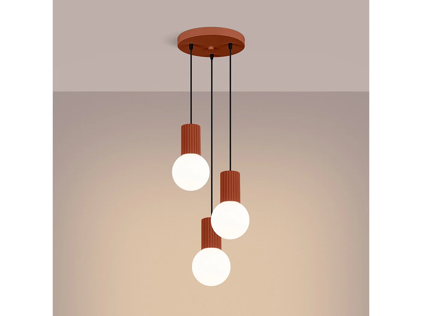 Lampe suspendue Orbis 3P rouge ochra