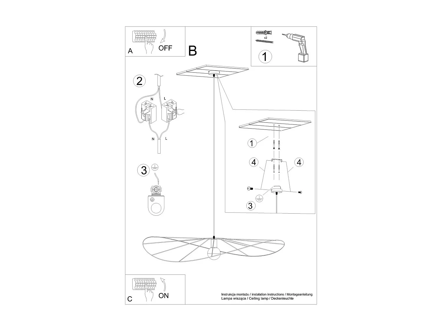 Lampe suspendue Solis 110 noir