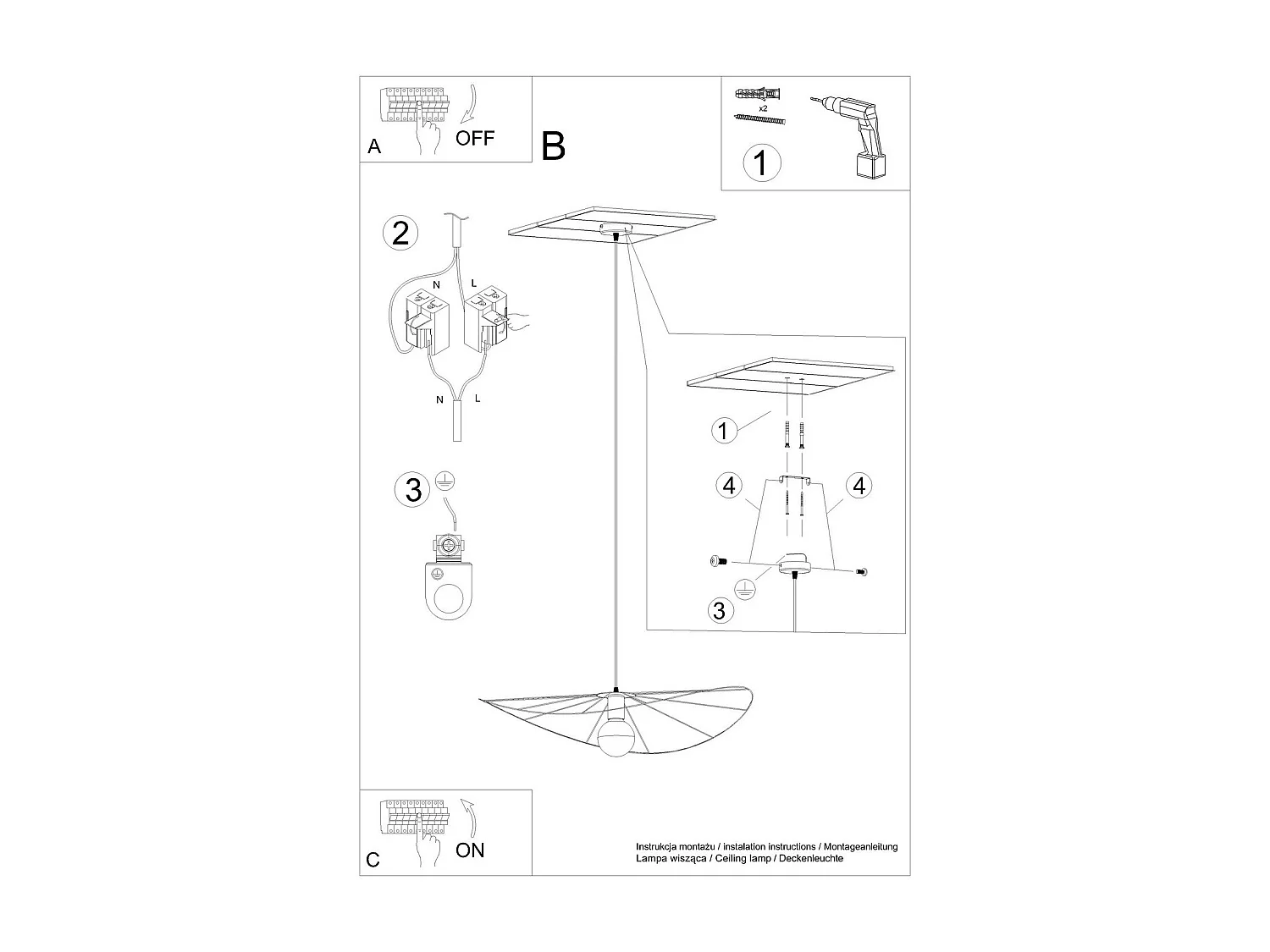 Lampe suspendue Solis 70 noir