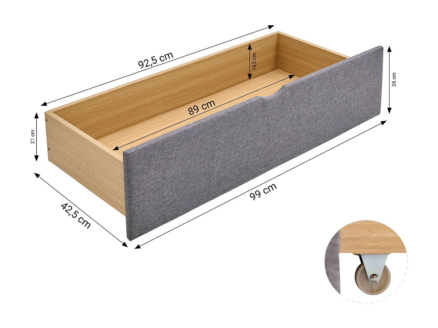 Bedlade 99x37x26 cm grijs set van 2